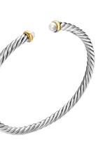 Cable Flex Bracelet, Sterling Silver with 18k Yellow Gold, Pearl & Diamonds